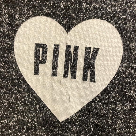VS PINK Vintage Heathered Grey Heart Hoodie Sweatshirt Size Small - Picture 3 of 7